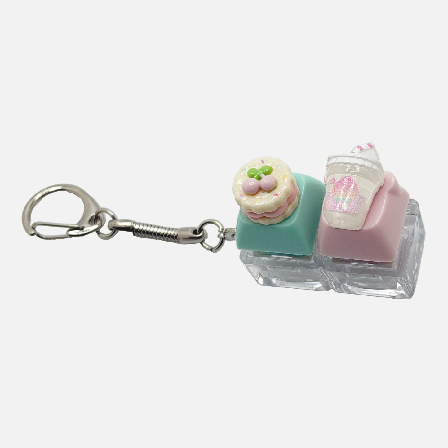2 Keycap Keychain (Cherry Cake, Drink)