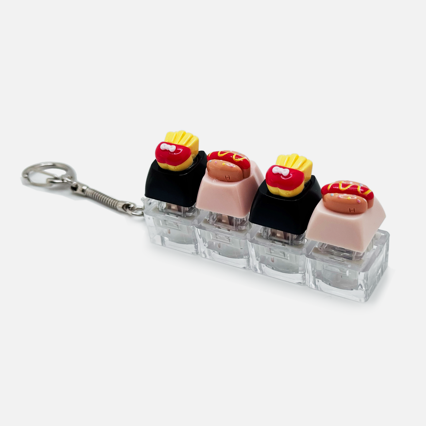 4 Keycap Keychain (French Fries, Hot Dogs)