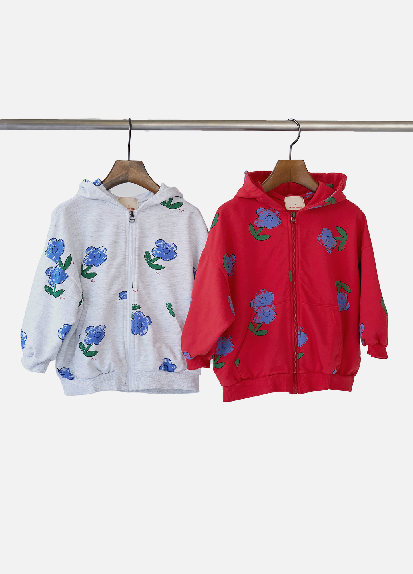 Blue Flower Zip Hoodie (Junior)