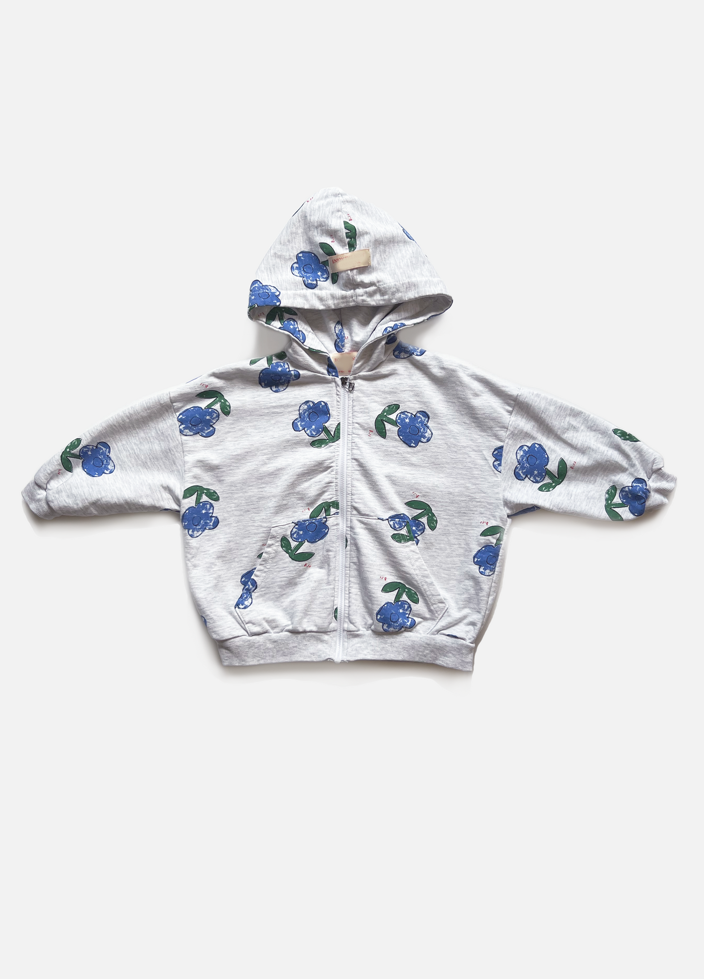 Blue Flower Zip Hoodie