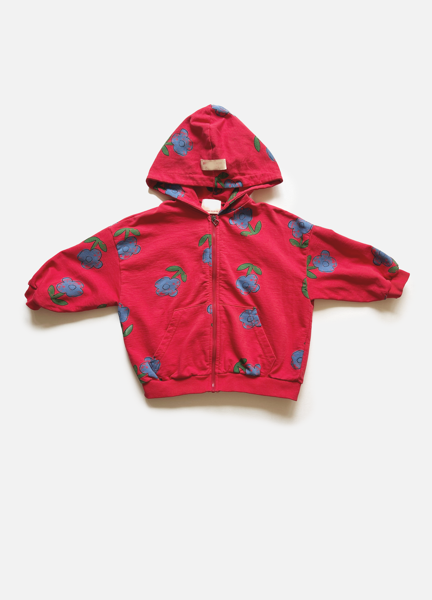 Blue Flower Zip Hoodie