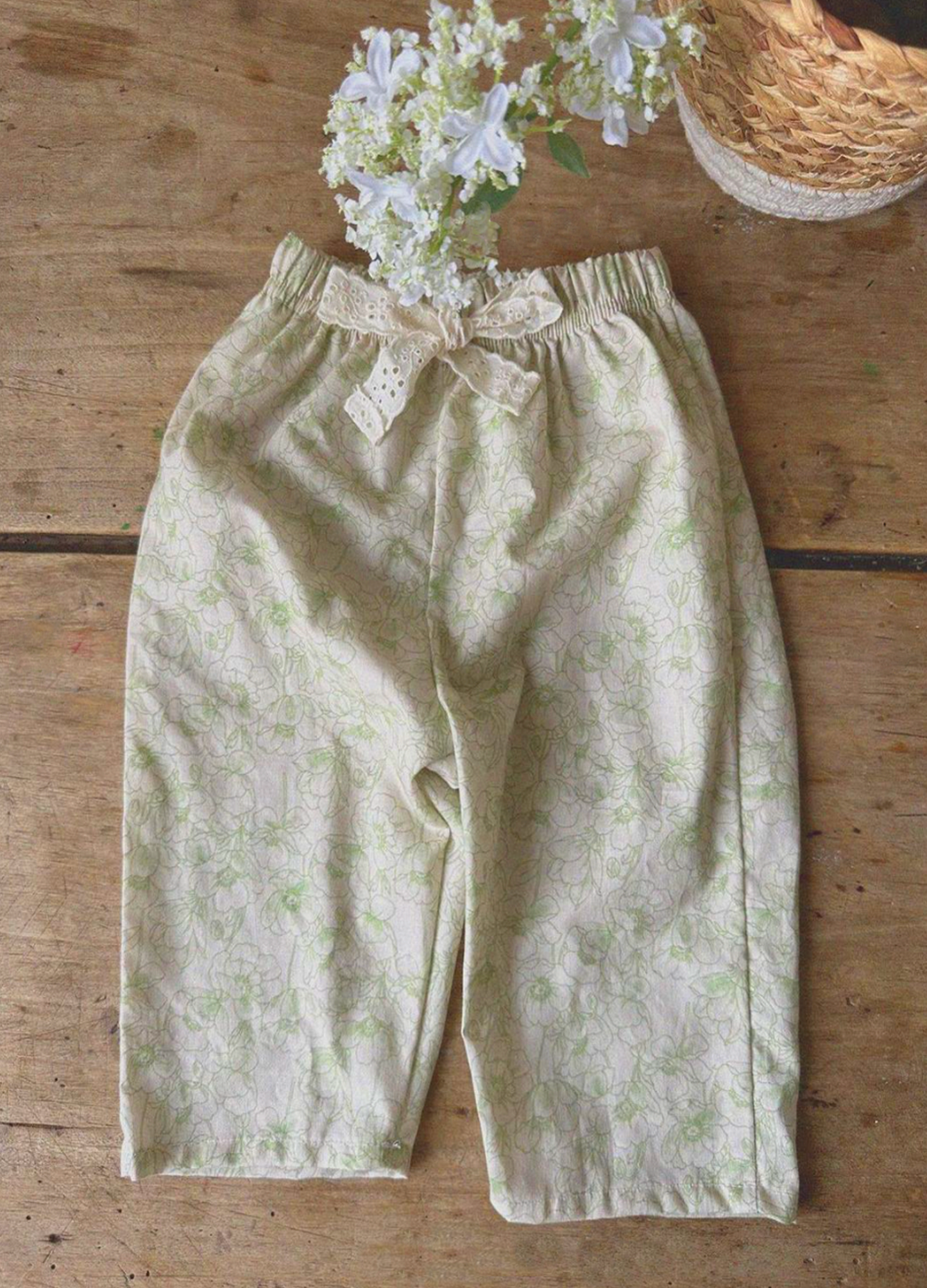 Tea Green Floral Pants