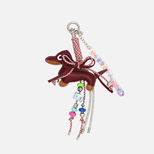 Burgundy Dog with Chains Charm