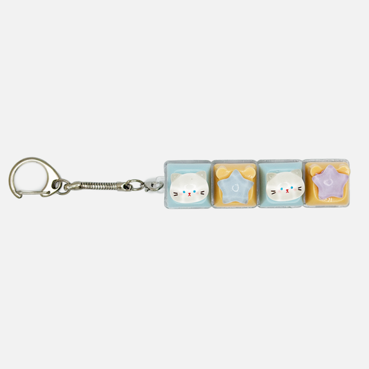 4 Keycap Keychain (Cat, Star)