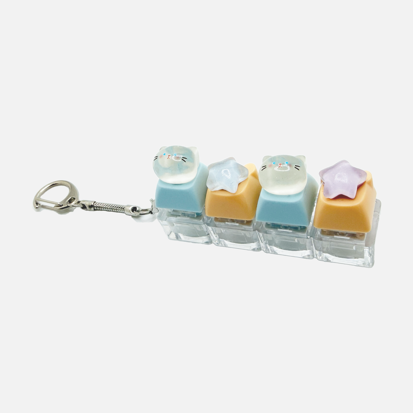 4 Keycap Keychain (Cat, Star)