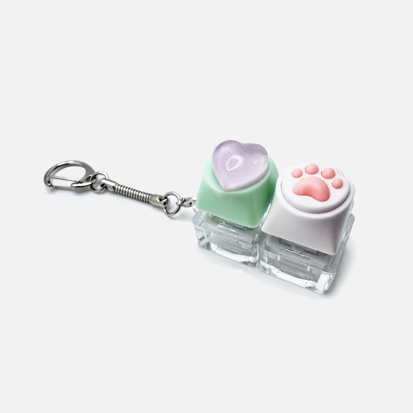 2 Keycap Keychain (Heart, Paw)
