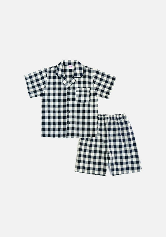 Navy Check Set (Short Sleeve)