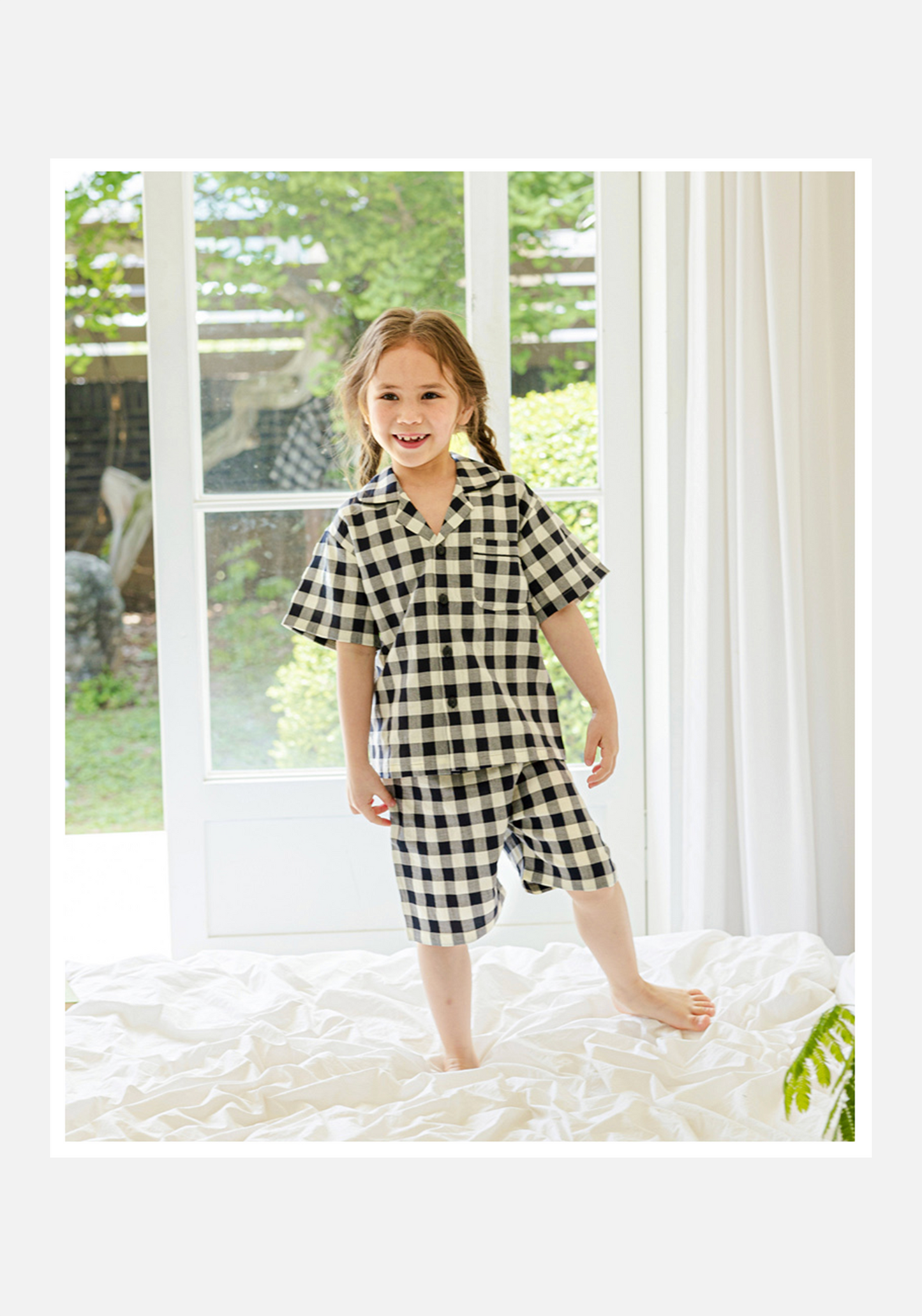 Navy Check Set (Short Sleeve)