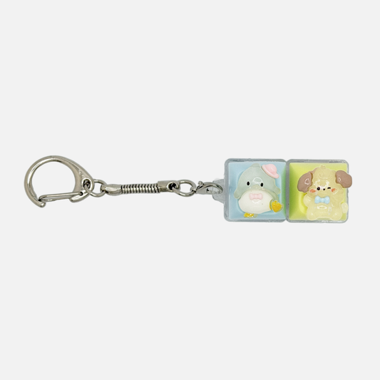 2 Keycap Keychain (Penguin, Dog)