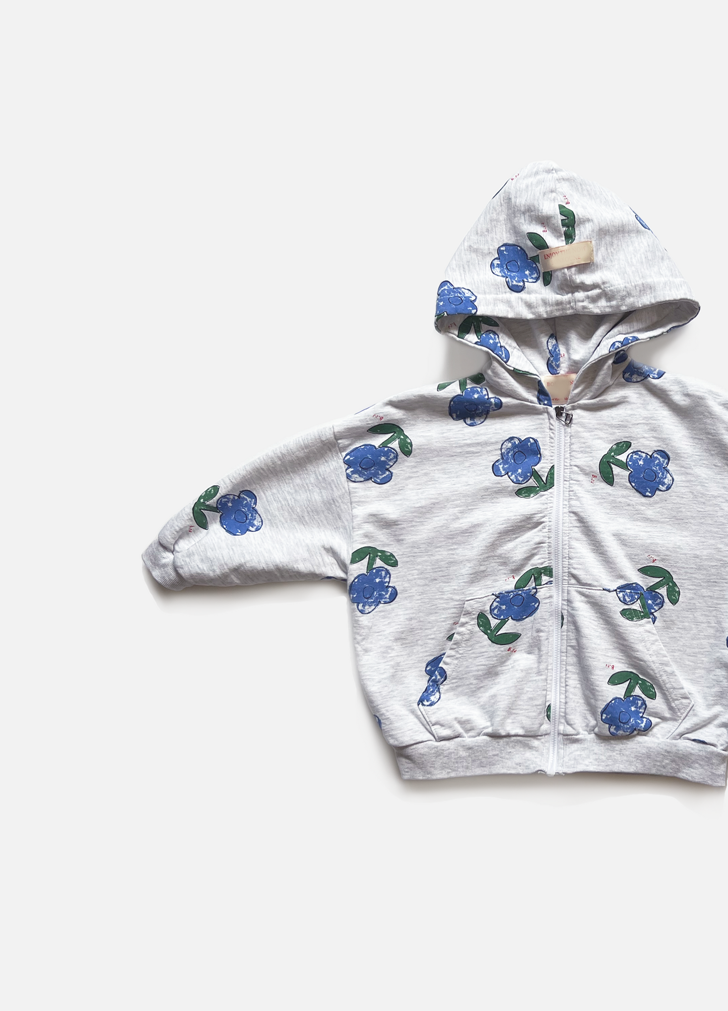 Blue Flower Zip Hoodie (Junior)